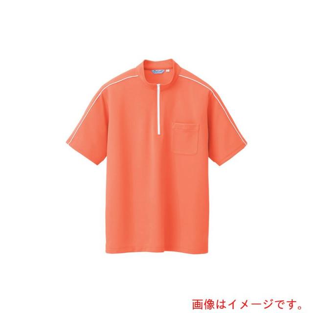 アイトス（AITOZ）　半袖クイックドライジップシャツ（男女兼用）　オレンジ　３Ｌ　【品番：CL3000-012-3L】