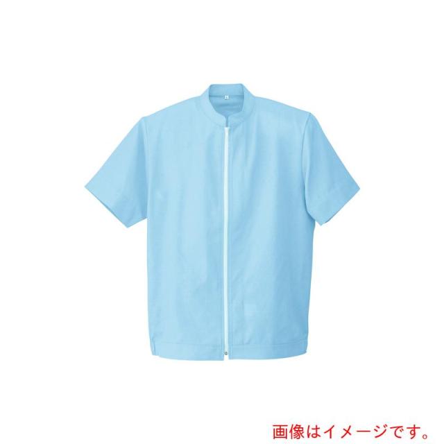 アイトス（AITOZ）　半袖衛生コート（男女兼用）　サックス　Ｍ　【品番：HH1002-007-M】