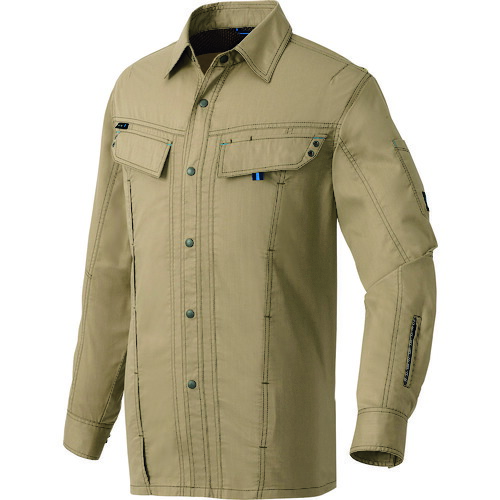 アイトス（AITOZ）　長袖シャツ（男女兼用）　カーキ　５Ｌ　【品番：30535-025-5L】