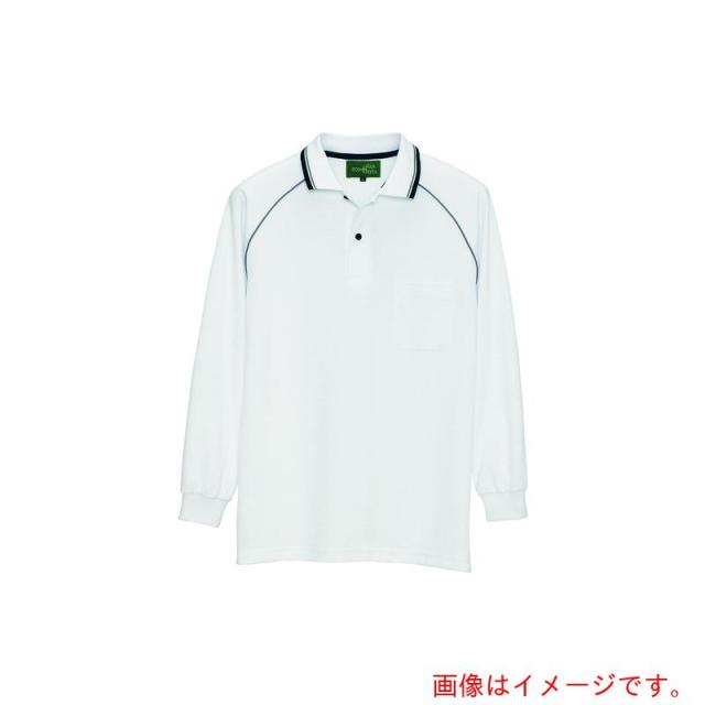 アイトス（AITOZ）　制電長袖ポロシャツ（男女兼用）　ホワイト　Ｍ　【品番：50010-001-M】