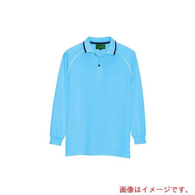 アイトス（AITOZ）　制電長袖ポロシャツ（男女兼用）　サックス　ＬＬ　【品番：50010-007-LL】