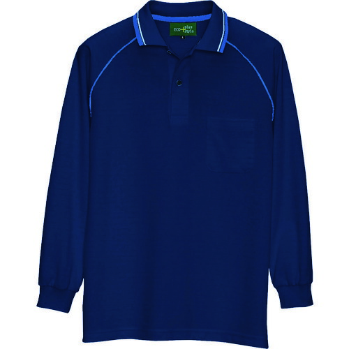 アイトス（AITOZ）　制電長袖ポロシャツ（男女兼用）　ネイビー　Ｌ　【品番：50010-008-L】