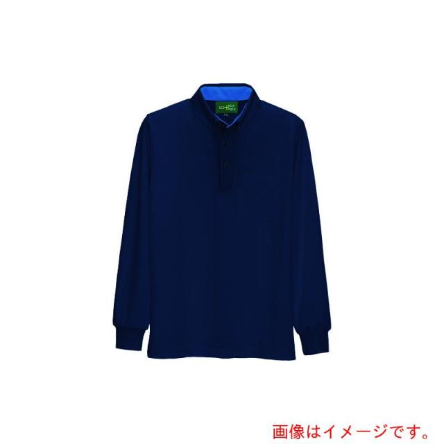 アイトス（AITOZ）　制電長袖ポロシャツ（男女兼用）　ネイビー　Ｍ　【品番：50012-008-M】