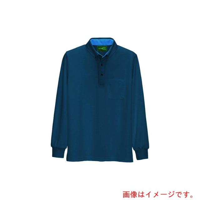 アイトス（AITOZ）　制電長袖ポロシャツ（男女兼用）　アイアンブルー　ＬＬ　【品番：50012-076-LL】