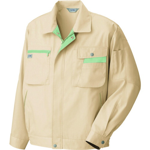 アイトス（AITOZ）　長袖サマーブルゾン　ライトベージュ×グリーン　６Ｌ　【品番：5320-002-6L】