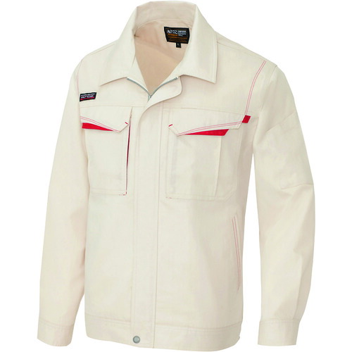 アイトス（AITOZ）　長袖サマーブルゾン（男女兼用）　ベージュ×ワインレッド　３Ｌ　【品番：5550-002-3L】