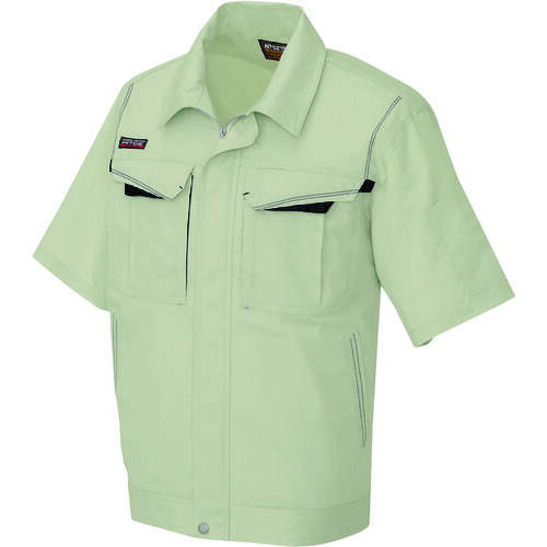 アイトス（AITOZ）　半袖ブルゾン（男女兼用）　アースグリーン×ブラック　Ｓ　【品番：5551-005-S】