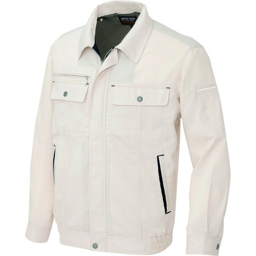 アイトス（AITOZ）　長袖サマーブルゾン（男女兼用）　ベージュ×ブラック　ＬＬ　【品番：5560-002-LL】