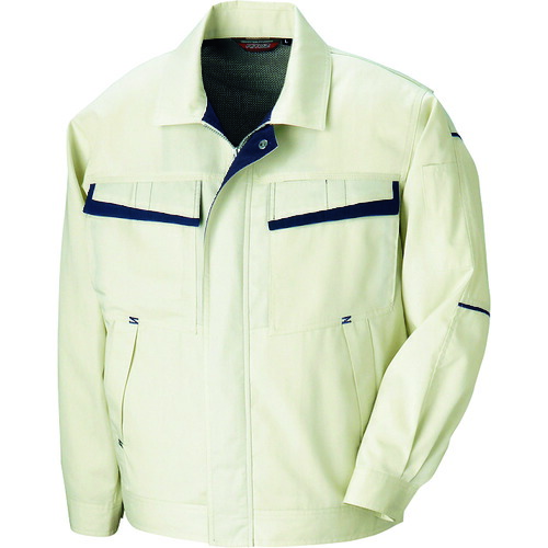 アイトス（AITOZ）　長袖サマーブルゾン（配色）（男女兼用）　アイボリー×ディープネイビー　Ｌ　【品番：5570-001-L】