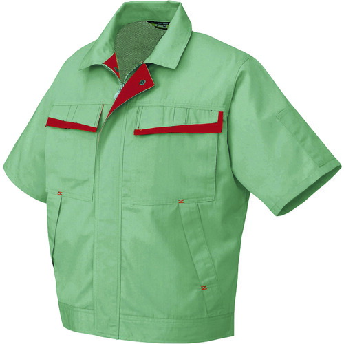 アイトス（AITOZ）　半袖ブルゾン（配色）（男女兼用）　アースグリーン×ワインレッド　Ｓ　【品番：5571-005-S】