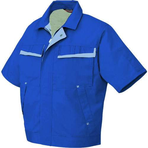 アイトス（AITOZ）　半袖ブルゾン（配色）（男女兼用）　ロイヤルブルー×ミストバイオレット　ＬＬ　【品番：5571-006-LL】