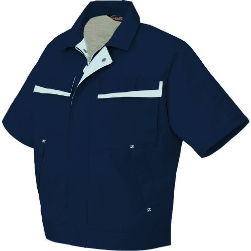 アイトス（AITOZ）　半袖ブルゾン（配色）（男女兼用）　ディープネイビ×シルバーグレー　Ｓ　【品番：5571-008-S】