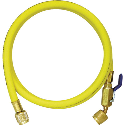アサダ　Asada　１／４　チャージングホースプラス２　ボールバルブ付　２４４ｃｍ　黄　【品番：Y29096】