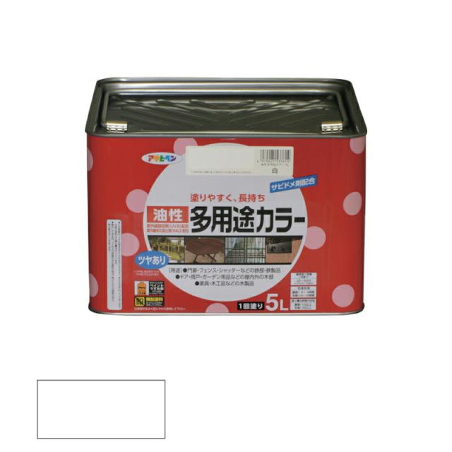 アサヒペン　油性 多用途カラー 5L 白　【品番：4970925537614】の通販は 7,582円