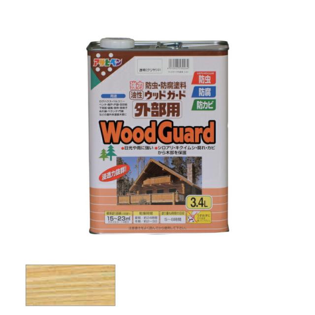 アサヒペン　油性 ウッドガード外部用 3.4L 01 透明（クリヤ）　【品番：4970925530264】の通販は 7,687円