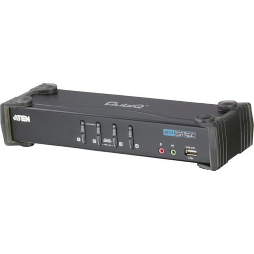 ATENジャパン　ATEN　ＫＶＭＰスイッチ　４ポート　／　ＤＶＩ　／　ＵＳＢ２．０ハブ搭載　【品番：CS1764A】