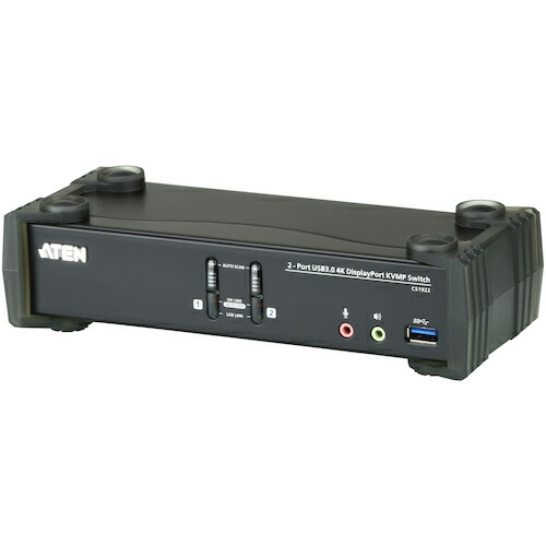 ATENジャパン　ATEN　ＵＳＢ３．０ハブ搭載ＤＣＩ４Ｋ対応２ポートＵＳＢＤｉｓｐｌａｙＰｏｒｔＭＳＴＫＶＭＰスイッチ　【品番：CS1922M】