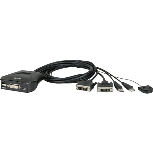 ATENジャパン　ATEN　ＫＶＭスイッチ　２ポート／ＵＳＢ／ＤＶＩ／ケーブル一体型　【品番：CS22D】