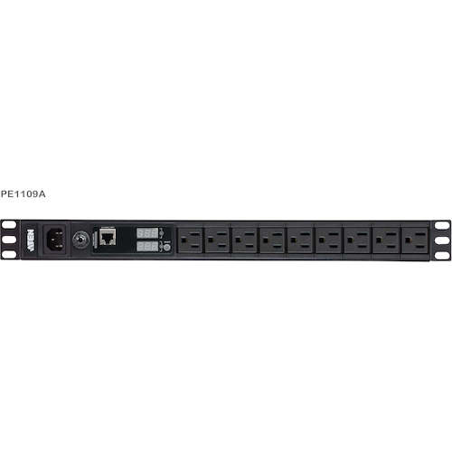 ATENジャパン　ATEN　ラック用電源タップ（１Ｕ／１００Ｖ／１５Ａ／ＮＥＭＡタイプ　９ポート／計測機能対応）　【品番：PE1109A】