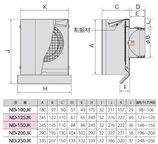 バクマ工業　フード・メッシュ脱着式 耐外風フード付換気口 ［防火ダンパー付］・ND-JKタイプ アミ付 200φ　シルバーメタリックライト　【品番：ND-200JK-A10-SL】