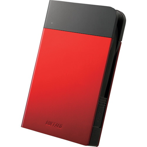 バッファロー（BUFFALO）　ＩＣカード対応ＭＩＬスペック　耐衝撃ボディー防雨防塵ポータブルＨＤＤ　１ＴＢ　レッド　【品番：HD-PZN1.0U3-R】