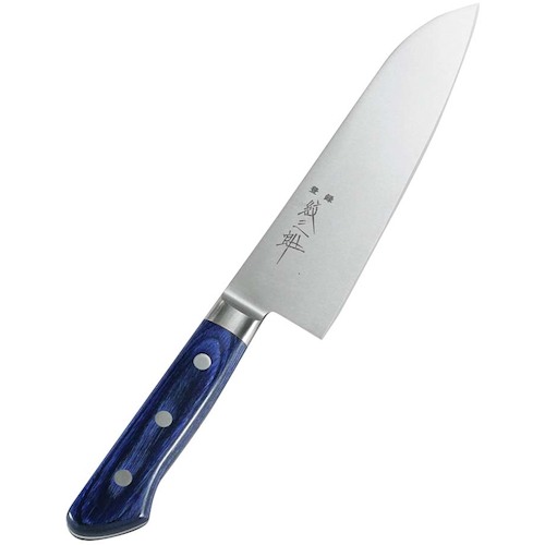 江部松商事　EBM　紋三郎　モリブデン鋼　ツバ付　青合板　三徳　１８ｃｍ　【品番：1290890】