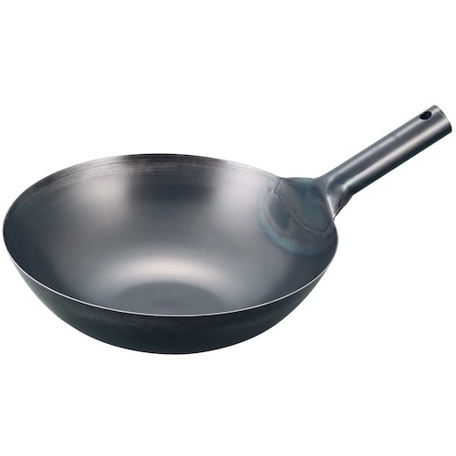 江部松商事　EBM　鉄ブルーテンパー　プレス　中華片手鍋　３０ｃｍ　【品番：2723900】