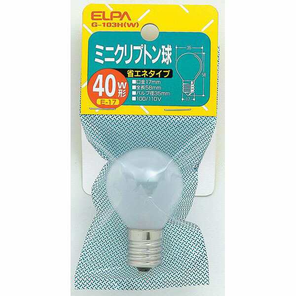 朝日電器（ELPA） ミニクリプトン球 40W形 E17 ホワイト