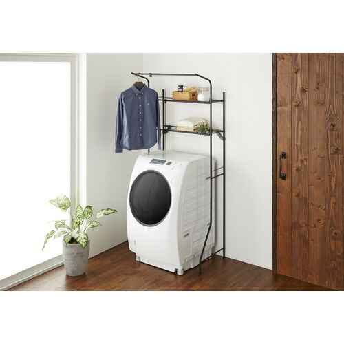 平安伸銅工業　洗濯機ラック　ハンガーバー付き　マットブラック　幅　５９−８１ｃｍ　耐荷重　１１ｋｇ　【4個】　【品番：HSR-2B】_4