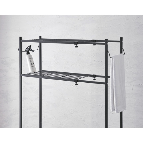 平安伸銅工業　角パイプ洗濯機棚　マットブラック　幅　５８−８０ｃｍ　耐荷重　８．６ｋｇ　【5個】　【品番：TLR-2B】_3