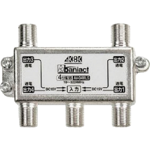 因幡電機産業（因幡電工）　Abaniact　テレビ分配器　全端子通電仕様　４分配器　【品番：AV-D4MLS-00】
