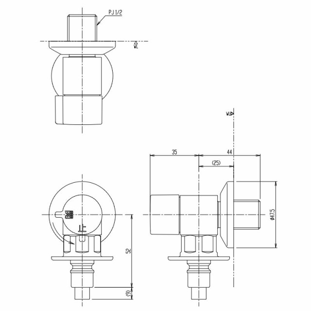 LIXIL（INAX） 緊急止水弁付洗濯機用単水栓（逆止弁付） 一般地用