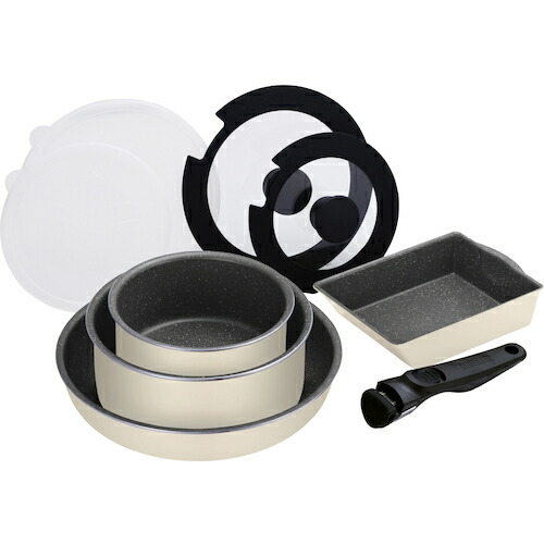 アイリスオーヤマ　ＩＲＩＳ　５３７３７５　ダイヤモンドコートパン　ＩＨ９点セット　アイボリー　【品番：DCI-T9S】