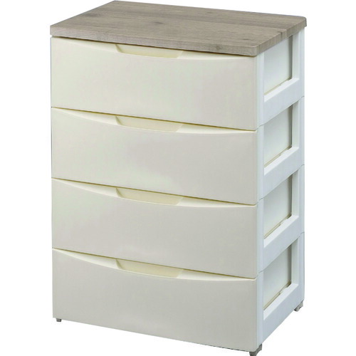 アイリスオーヤマ　ＩＲＩＳ　２５２９１４　デザインウッドトップチェスト　ＤＷー５５４　アイボリー　【品番：DW-554-IV】