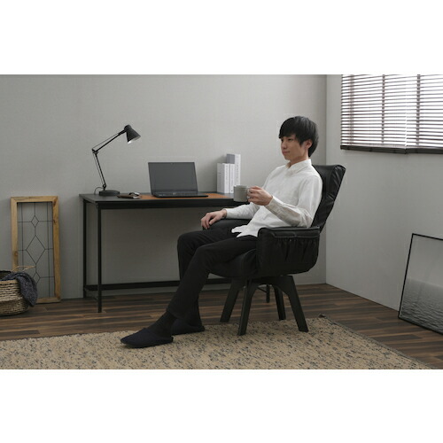 アイリスオーヤマ　ＩＲＩＳ　１０４７８８　回転チェア　レザー調　ブラック　【品番：LECN-KH-B】_2