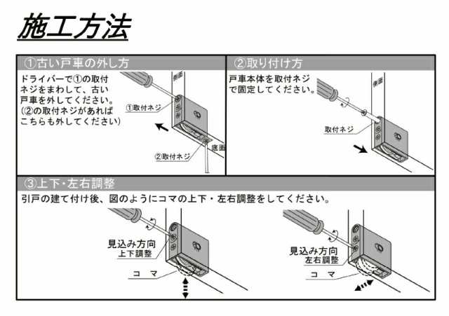 家研販売 KAKEN 木製引戸用 調整戸車 SR3-Y4 コマ形状：Y型 バラ1個