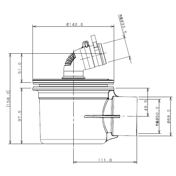 カクダイ 横引トラップ ホワイト 【品番:426-144-W】の通販は カクダイ 横引トラップ ホワイト 【品番:426-144-W】の通販は