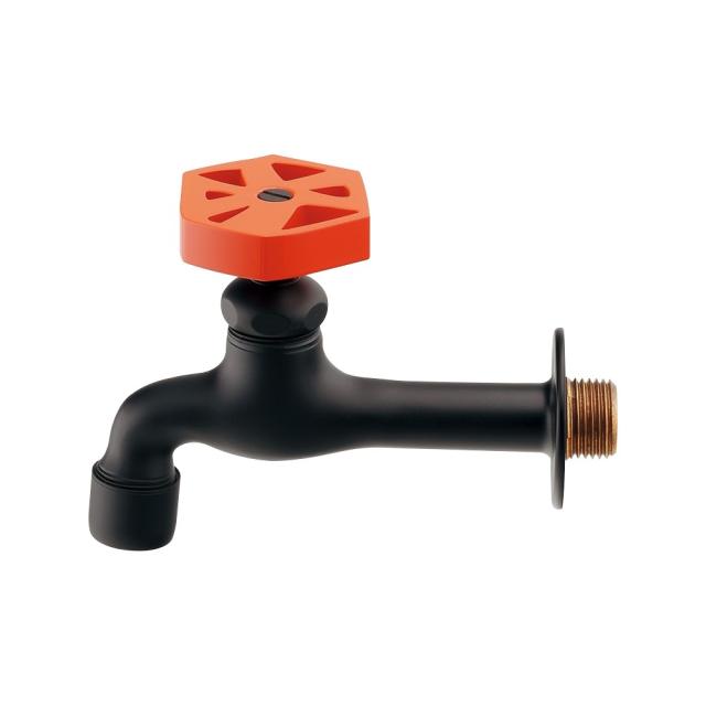 【廃番】カクダイ　泡沫胴長横水栓 一般地・寒冷地共用　マットブラック、オレンジ　【品番：702-225-DR】