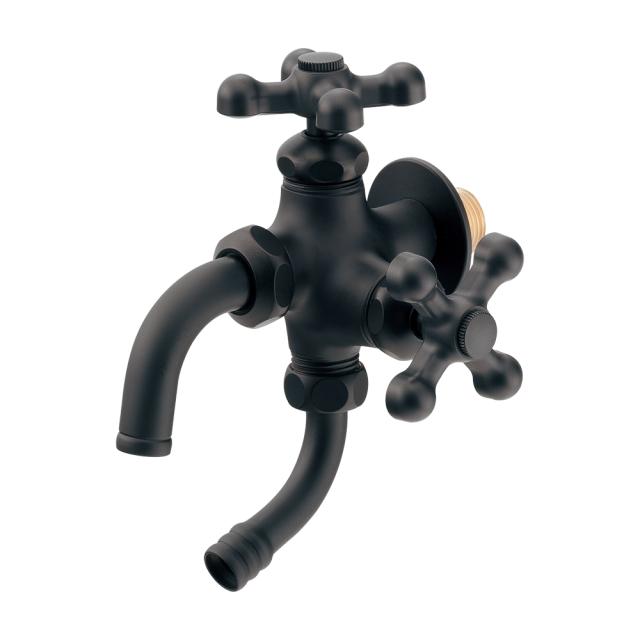 カクダイ　万能ホーム双口水栓 一般地・寒冷地共用　マットブラック　【品番：704-301-MD】