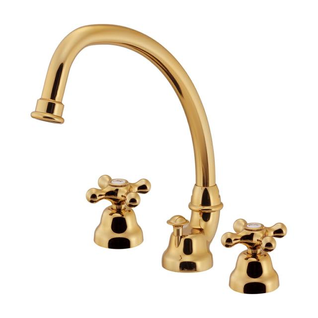 カクダイ　ANTIRA 2ハンドル混合栓　アンティークゴールド　【品番：153-032-AG】