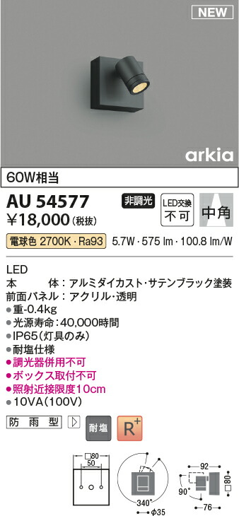 コイズミ照明　エクステリアスポットライト　【品番：AU54577】_1