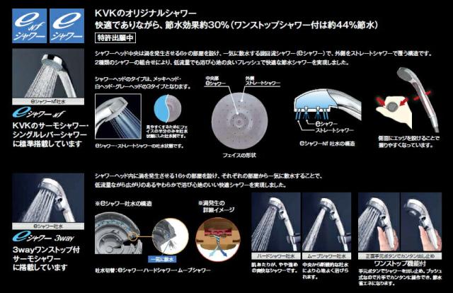 KVK　サーモスタット式シャワーフルメタルシャワーヘッド付　一般地用　【品番：KF800TMB】_2