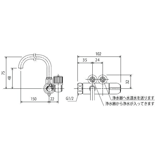 KVK 吐水口付分岐水栓 【品番：K191N】の通販はau PAY マーケット - 住