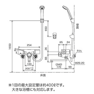 KVK　定量止水付サーモスタット式シャワー（寒冷地用）　【品番：FTB170KWPTHS】_2