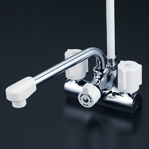 KVK　デッキ型一時止水付2ハンドルシャワー（220mmパイプ付）（寒冷地用）　【品番：KF206ZN】