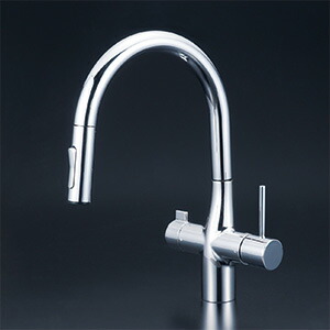 KVK ビルトイン浄水器用シングルシャワー付混合栓（eレバー）（浄水