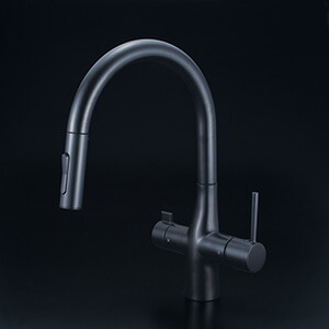 KVK　ビルトイン浄水器用シングルシャワー付混合栓（eレバー）（浄水カートリッジセット別売） マットブラック　【品番：KM6081ECM5】