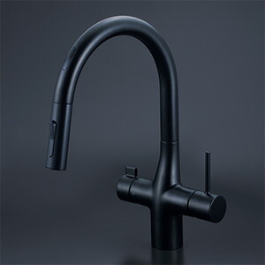 KVK　ビルトイン浄水器用シングルシャワー付混合栓（センサー） 電池 マットブラック（浄水カートリッジセット別売）　【品番：KM6091DECM5】