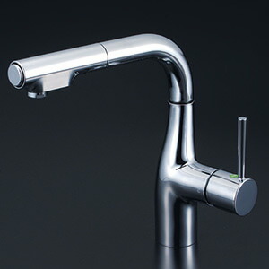 KVK　シングルシャワー付混合栓（eレバー）200mmパイプ付（寒冷地用）　【品番：KM6101ZR2EC】