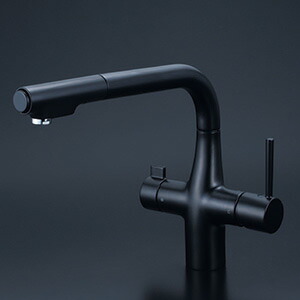 KVK　ビルトイン浄水器用シングルシャワー付混合栓（eレバー）（浄水カートリッジセット別売） マットブラック　【品番：KM6121ECM5】